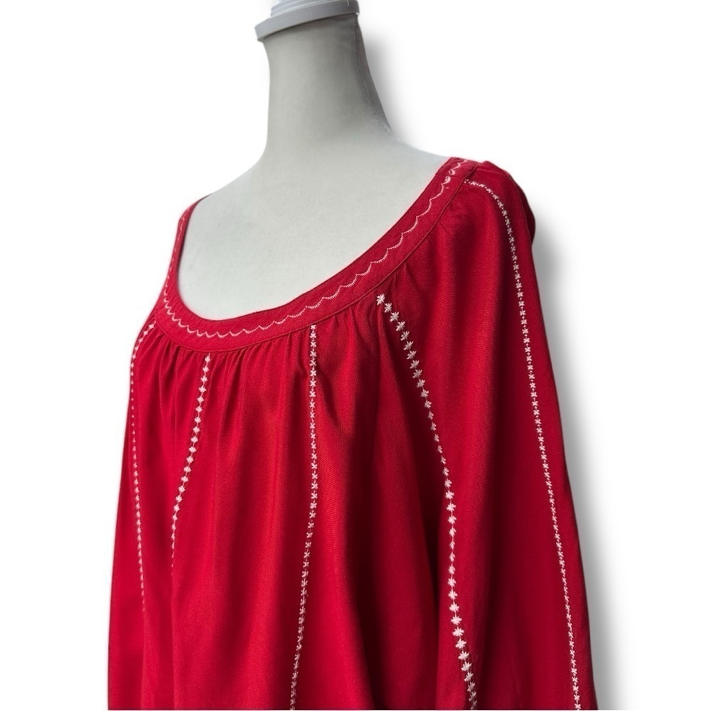 Ariat Ali Red Embroidered Peasant Blouse | Size Large - Picture 5 of 11